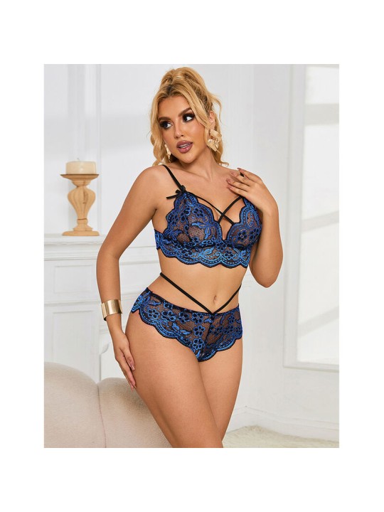 SUBBLIME 954079 SUJETADOR PANTIES ENCAJE AZUL L XL