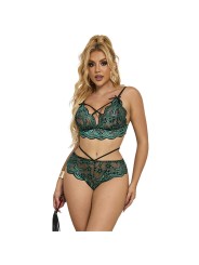 SUBBLIME 954086 SUJETADOR PANTIES ENCAJE VERDE S M