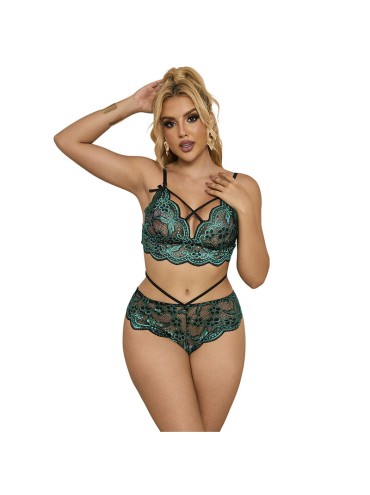 SUBBLIME 954093 SUJETADOR PANTIES ENCAJE VERDE L XL