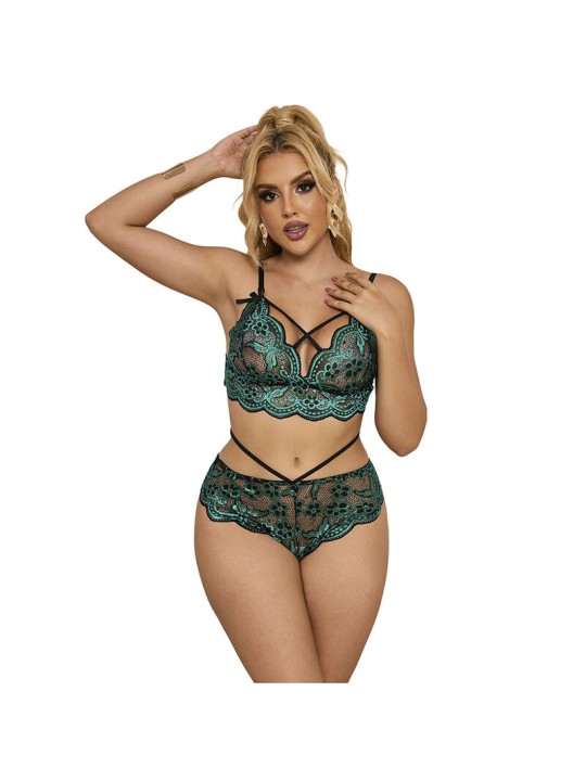 SUBBLIME 954093 SUJETADOR PANTIES ENCAJE VERDE L XL