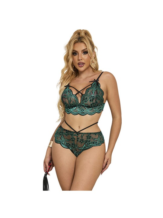 SUBBLIME 954093 SUJETADOR PANTIES ENCAJE VERDE L XL