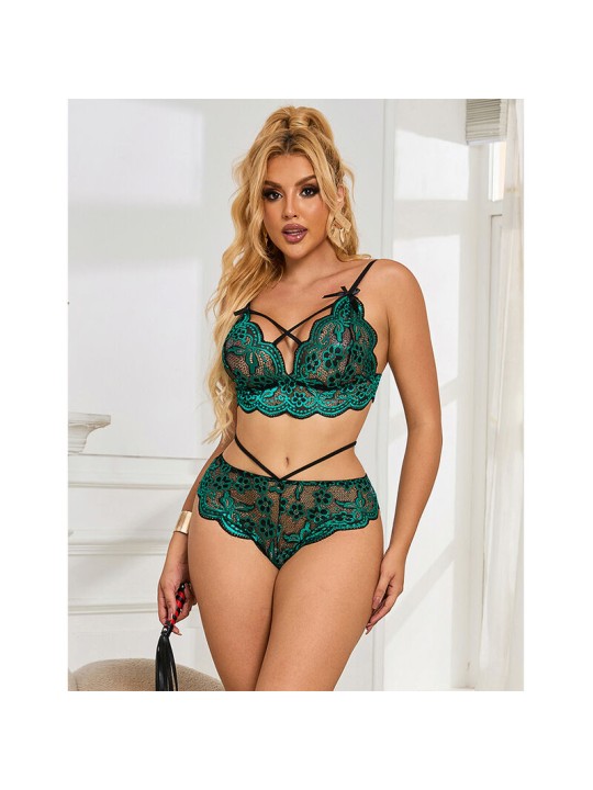 SUBBLIME 954093 SUJETADOR PANTIES ENCAJE VERDE L XL