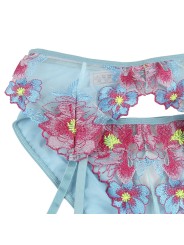 SUBBLIME 954109 SUJETADOR PANTIES CON LIGUERO DISENO FLORAL AZUL S M