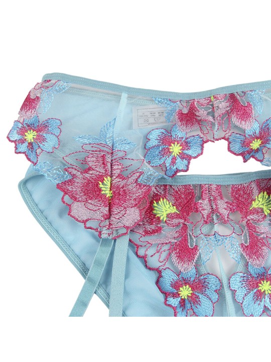 SUBBLIME 954109 SUJETADOR PANTIES CON LIGUERO DISENO FLORAL AZUL S M
