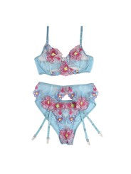 SUBBLIME 954116 SUJETADOR PANTIES CON LIGUERO DISENO FLORAL AZUL L XL