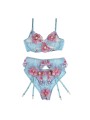 SUBBLIME 954116 SUJETADOR PANTIES CON LIGUERO DISENO FLORAL AZUL L XL