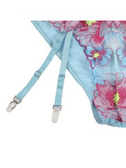 SUBBLIME 954116 SUJETADOR PANTIES CON LIGUERO DISENO FLORAL AZUL L XL