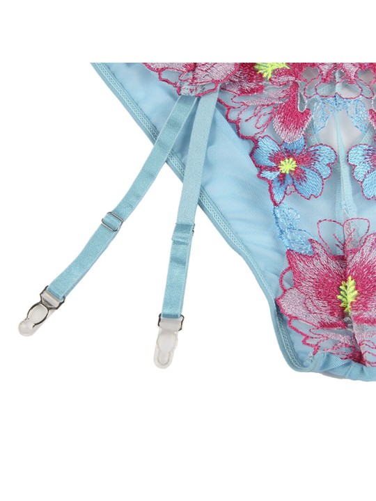 SUBBLIME 954116 SUJETADOR PANTIES CON LIGUERO DISENO FLORAL AZUL L XL