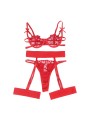 SUBBLIME 954321 SUJETADOR TANGA LIGUEROS ESTAMPADO DE CORAZONES ROJO S M