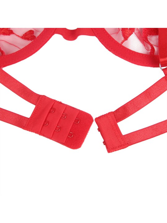 SUBBLIME 954321 SUJETADOR TANGA LIGUEROS ESTAMPADO DE CORAZONES ROJO S M