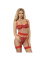 SUBBLIME 954338 SUJETADOR TANGA LIGUEROS ESTAMPADO DE CORAZONES ROJO L XL