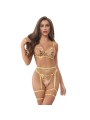 SUBBLIME 954345 SUJETADOR TANGA LIGUEROS DISENO FLORAL AMARILLO S M
