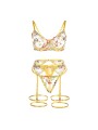 SUBBLIME 954352 SUJETADOR TANGA LIGUEROS DISENO FLORAL AMARILLO L XL