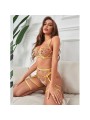 SUBBLIME 954352 SUJETADOR TANGA LIGUEROS DISENO FLORAL AMARILLO L XL