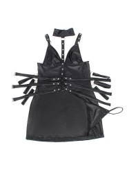 SUBBLIME 954406 VESTIDO BONDAGE DE CUERO NEGRO S M