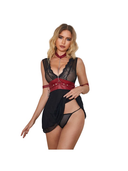 SUBBLIME 954437 VESTIDO BONDAGE DE ENCAJE NEGRO L XL