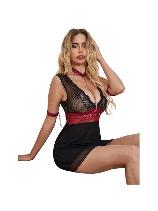SUBBLIME 954437 VESTIDO BONDAGE DE ENCAJE NEGRO L XL