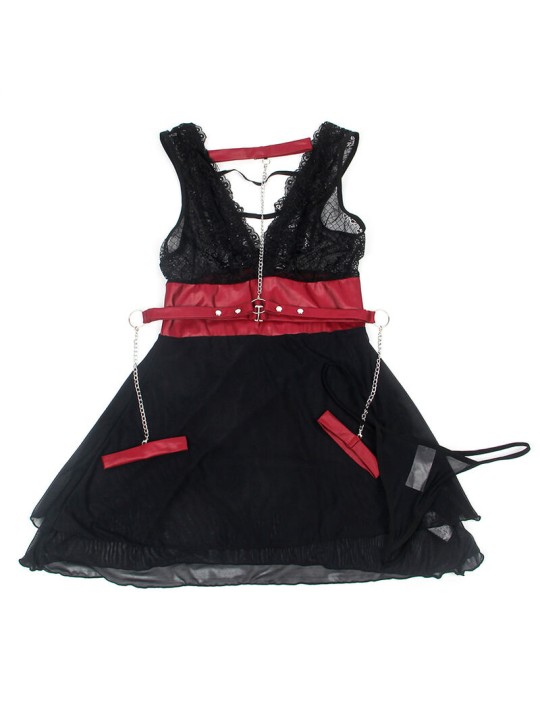 SUBBLIME 954437 VESTIDO BONDAGE DE ENCAJE NEGRO L XL
