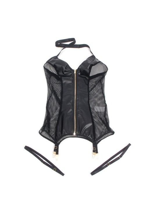 SUBBLIME 954451 VESTIDO SEXY DE REJILLA CUERO NEGRO L XL