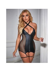 SUBBLIME 954451 VESTIDO SEXY DE REJILLA CUERO NEGRO L XL