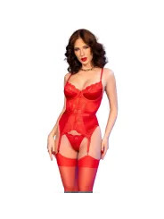 CHILIROSE CR 4845 CORSET Y MEDIAS ROJO S