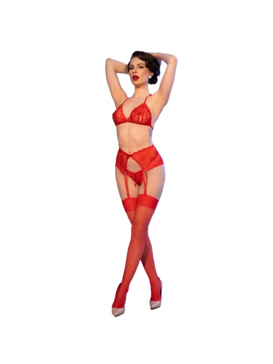 CHILIROSE CR 4848 SET SUJETADOR TANGA MEDIAS DE ENCAJE ROJO S CHILIROSE CR 4848 SET SUJETADOR TANGA MEDIAS DE ENCAJE ROJO S