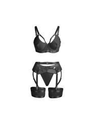 SUBBLIME 955236 SET SUJETADOR CON LIGUERO BONDAGE NEGRO S M