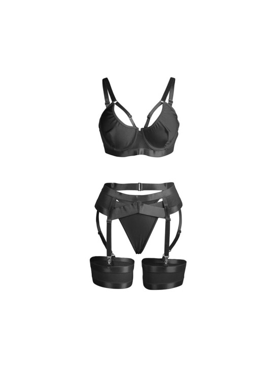 SUBBLIME 955236 SET SUJETADOR CON LIGUERO BONDAGE NEGRO S M
