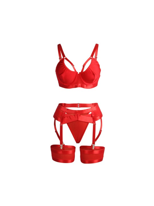 SUBBLIME 955250 SET SUJETADOR CON LIGUERO BONDAGE ROJO S M