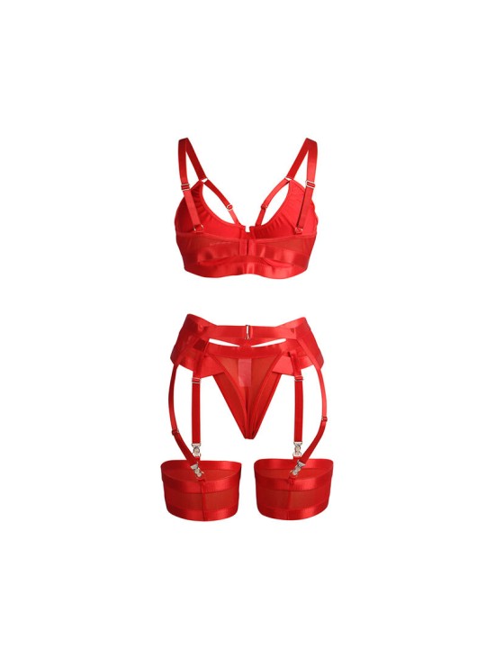 SUBBLIME 955250 SET SUJETADOR CON LIGUERO BONDAGE ROJO S M