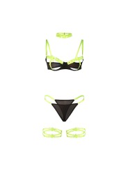 SUBBLIME 955281 SET SUJETADOR CON COLLAR Y DETALLES PARA PIERNAS VERDE FLUORESCENTE L XL