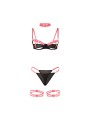 SUBBLIME 955298 SET SUJETADOR CON COLLAR Y DETALLES PARA PIERNAS ROSA FLUORESCENTE S M