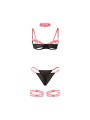 SUBBLIME 955298 SET SUJETADOR CON COLLAR Y DETALLES PARA PIERNAS ROSA FLUORESCENTE S M