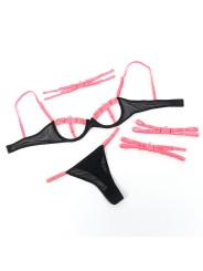 SUBBLIME 955298 SET SUJETADOR CON COLLAR Y DETALLES PARA PIERNAS ROSA FLUORESCENTE S M
