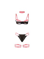 SUBBLIME 955304 SET SUJETADOR CON COLLAR Y DETALLES PARA PIERNAS ROSA FLUORESCENTE L XL