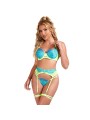 SUBBLIME 955311 SET SUJETADOR CON ENCAJE Y LIGUEROS VERDE Y AZUL S M