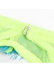 SUBBLIME 955311 SET SUJETADOR CON ENCAJE Y LIGUEROS VERDE Y AZUL S M