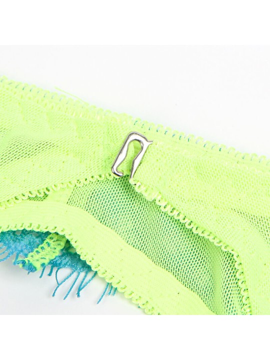 SUBBLIME 955311 SET SUJETADOR CON ENCAJE Y LIGUEROS VERDE Y AZUL S M