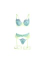 SUBBLIME 955328 SET SUJETADOR CON ENCAJE Y LIGUEROS VERDE Y AZUL L XL