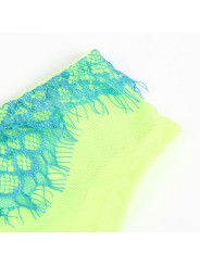 SUBBLIME 955328 SET SUJETADOR CON ENCAJE Y LIGUEROS VERDE Y AZUL L XL