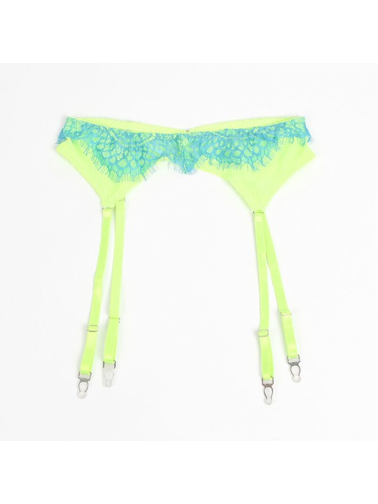 SUBBLIME 955328 SET SUJETADOR CON ENCAJE Y LIGUEROS VERDE Y AZUL L XL