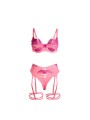 SUBBLIME 955366 SET SUJETADOR CON ENCAJE Y LIGUEROS ROSA Y MORADO L XL