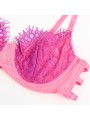 SUBBLIME 955366 SET SUJETADOR CON ENCAJE Y LIGUEROS ROSA Y MORADO L XL