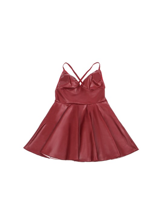 SUBBLIME 955403 VESTIDO CON TIRANTES DE CUERO BURDEOS L XL