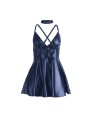 SUBBLIME 955410 VESTIDO CON TIRANTES DE CUERO AZUL S M