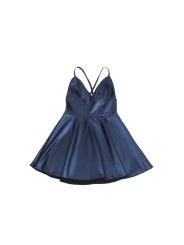 SUBBLIME 955410 VESTIDO CON TIRANTES DE CUERO AZUL S M