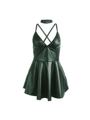 SUBBLIME 955434 VESTIDO CON TIRANTES DE CUERO VERDE S M