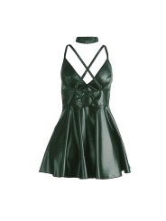 SUBBLIME 955434 VESTIDO CON TIRANTES DE CUERO VERDE S M