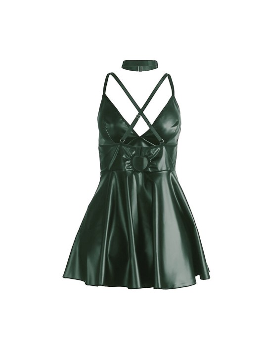 SUBBLIME 955434 VESTIDO CON TIRANTES DE CUERO VERDE S M