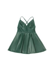 SUBBLIME 955434 VESTIDO CON TIRANTES DE CUERO VERDE S M